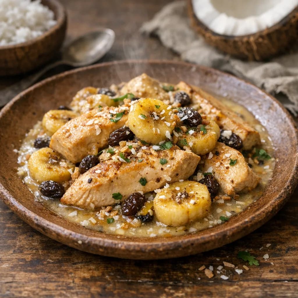 Savory Chicken With Coconut and Banana recipe