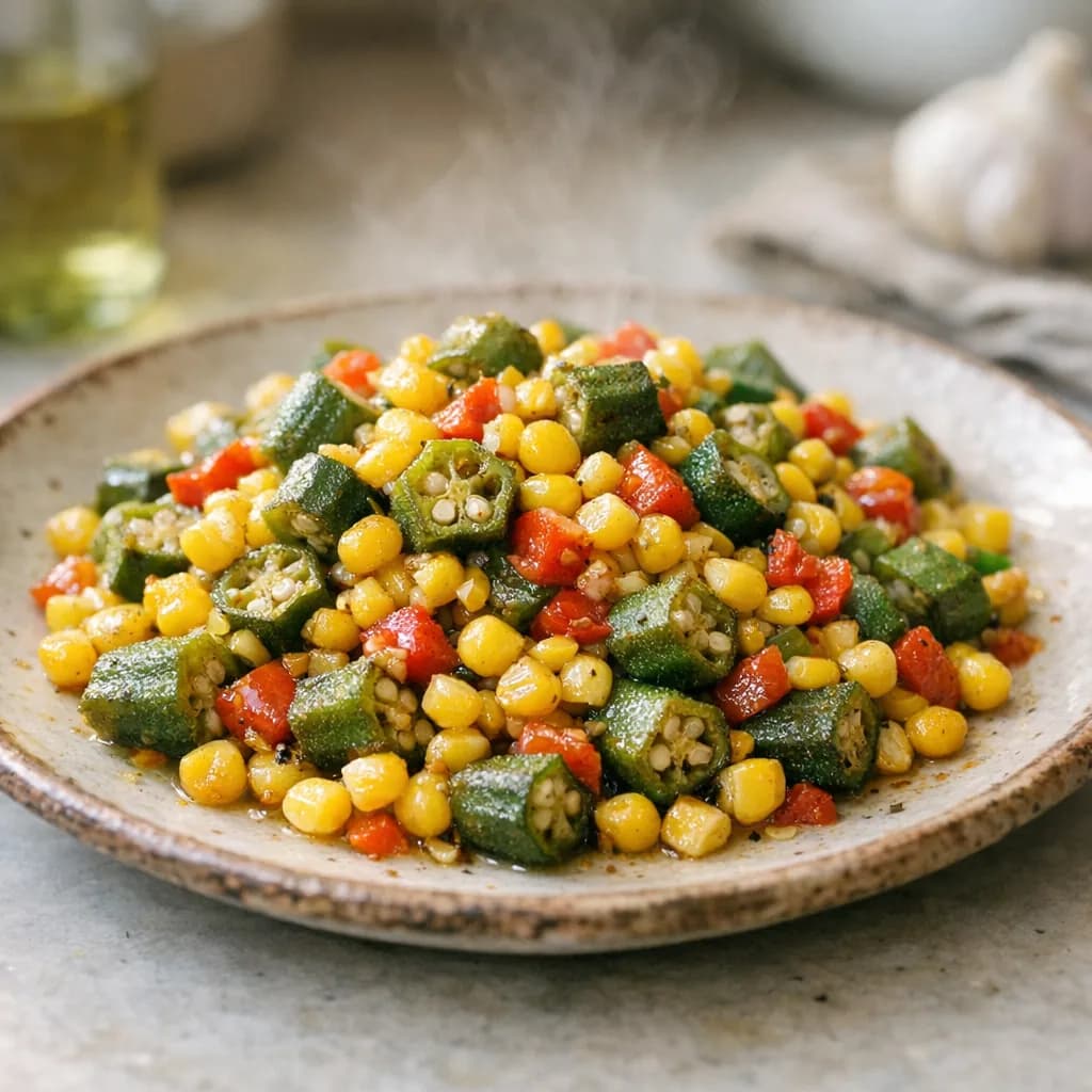 Savory Corn and Okra Stir-Fry recipe