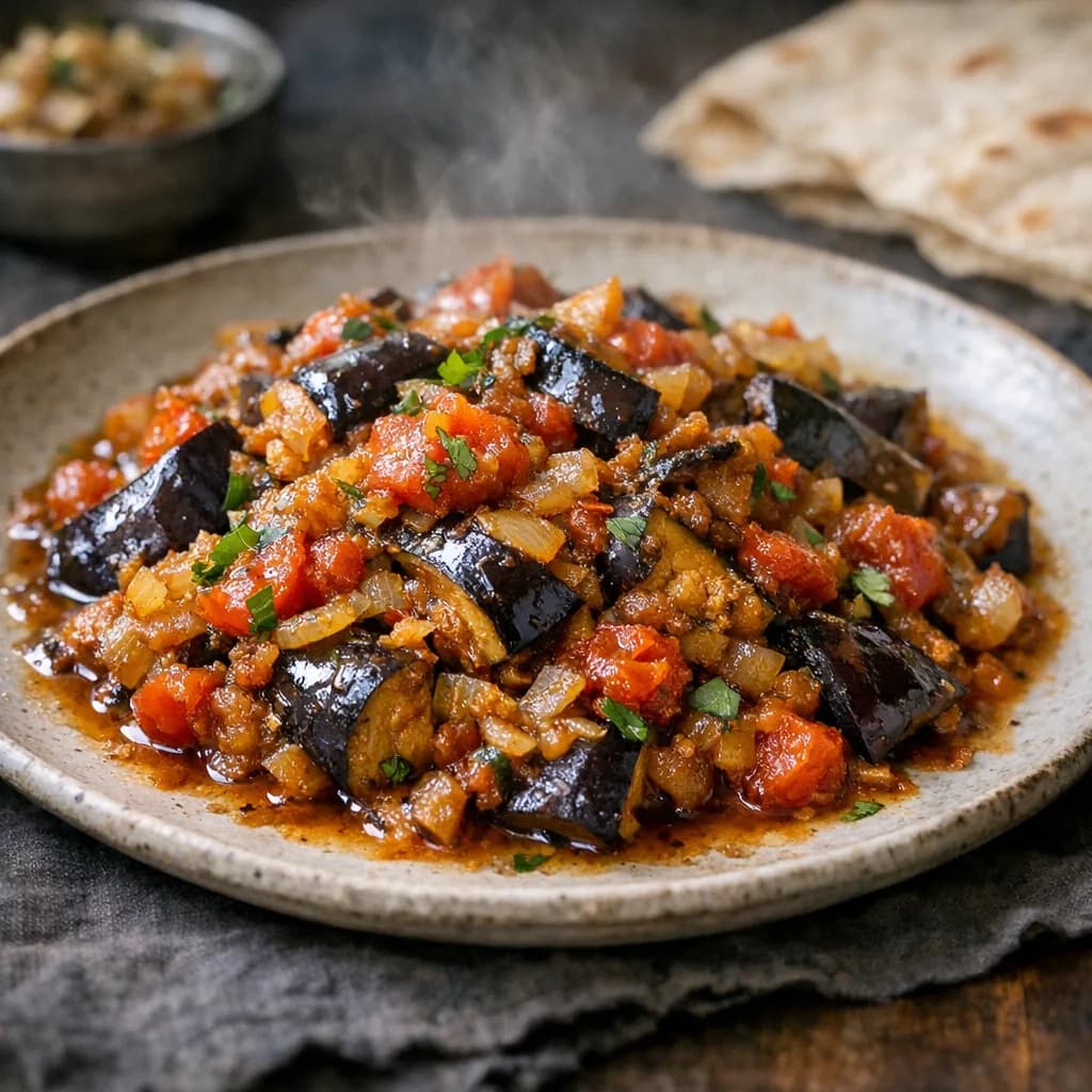 Savory Eggplant and Tomato Dinner Fry recipe