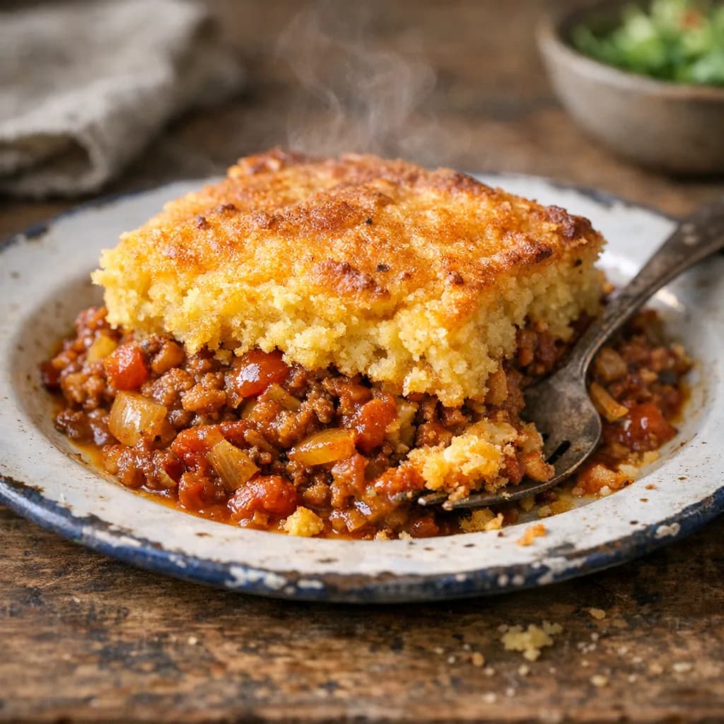Savory Kosher Beef Cornbread Bake recipe