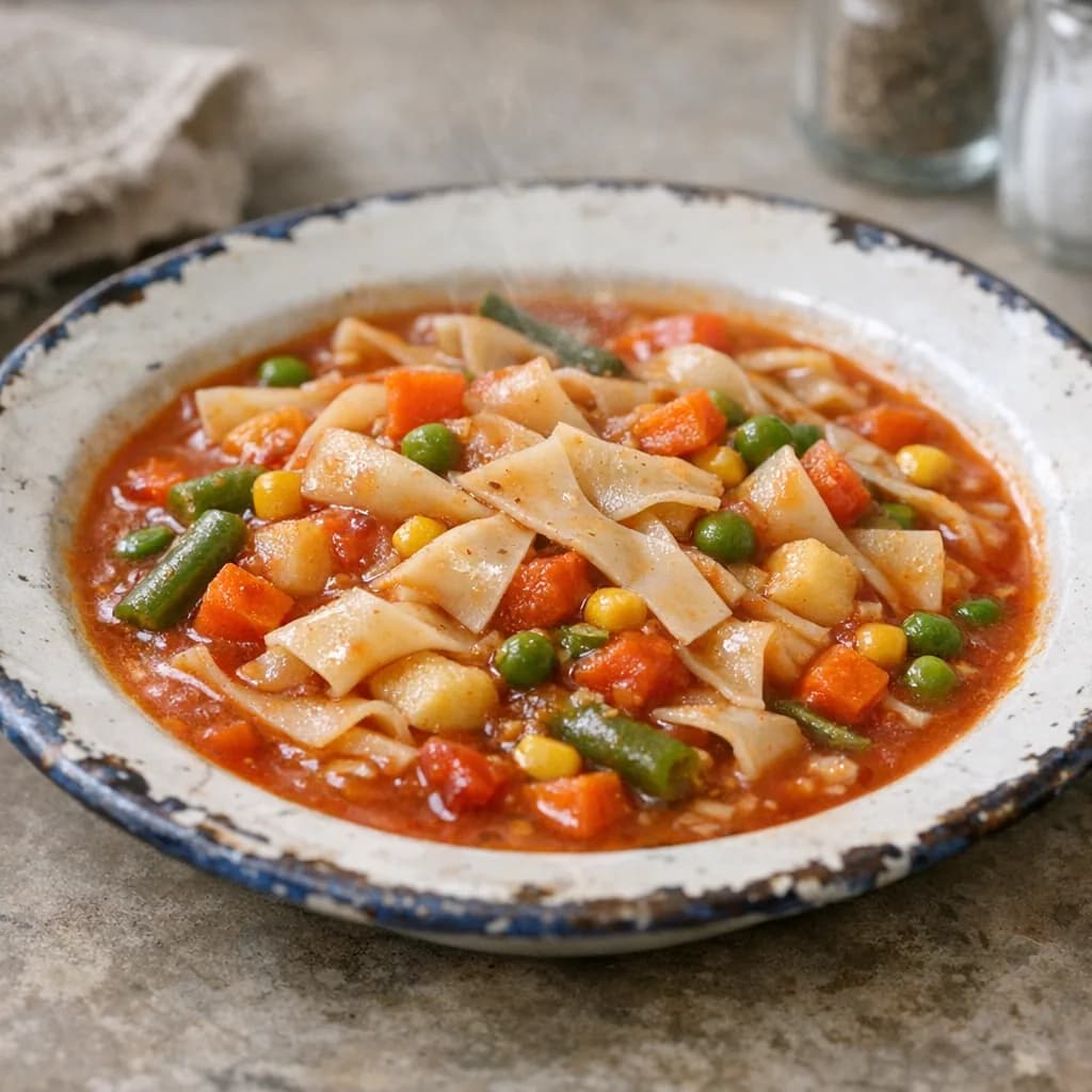 Savory Tomato Soup and Noodle Dinner recipe