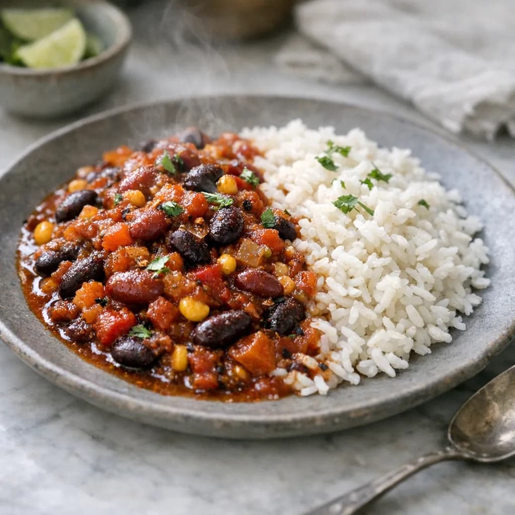 Savory Kosher Chili with Rice recipe