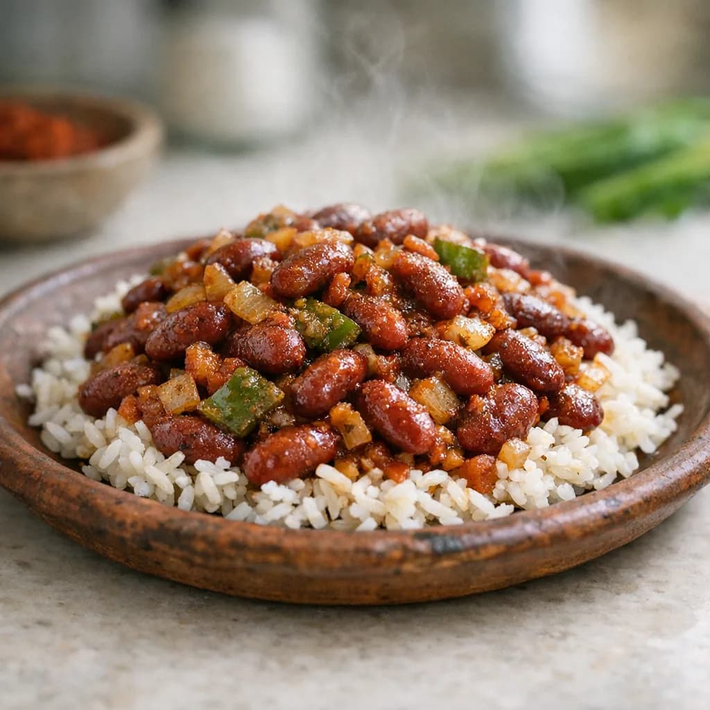 Savory Kosher Red Beans and Rice recipe