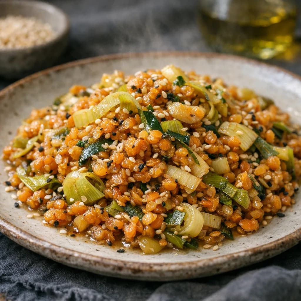 Savory Lentil and Leek Stir-Fry recipe