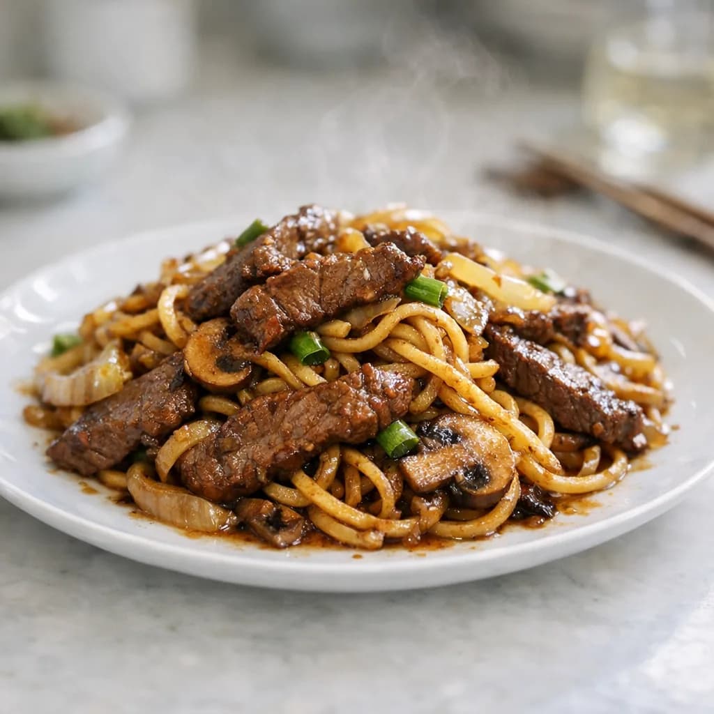 Savory Sirloin Stir-Fry with Noodles recipe