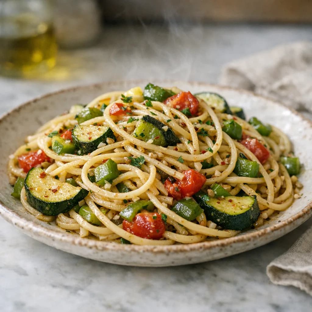 Garlic and Basil Veggie Pasta recipe