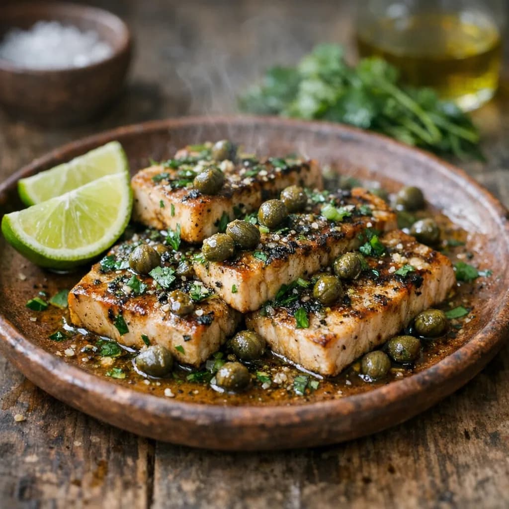 Seared Tuna Steaks with Capers and Herbs recipe
