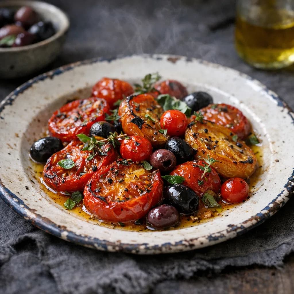 Slow-Roasted Tomatoes with Herbs and Olives recipe