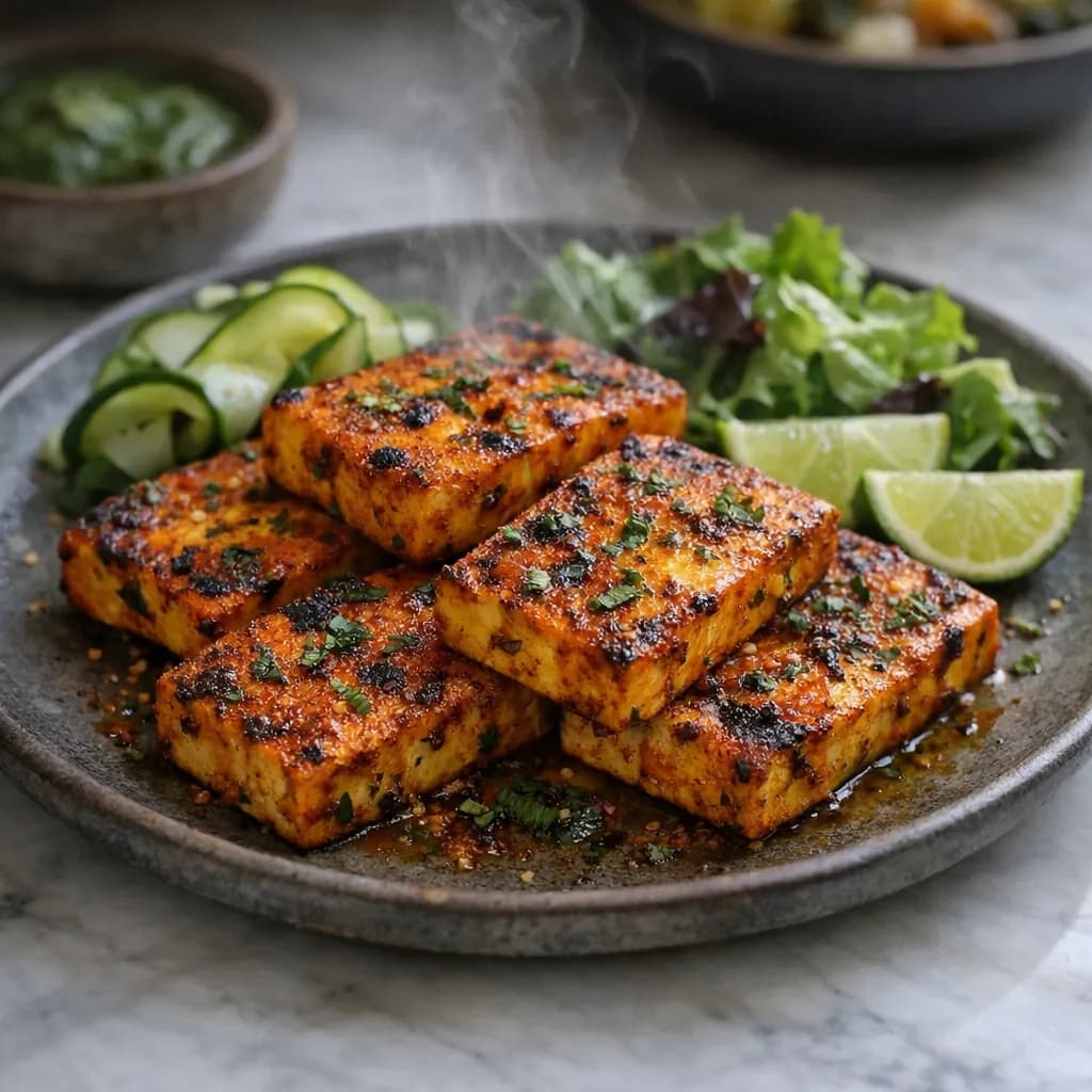 Smoked Herb-Marinated Paneer Steaks recipe
