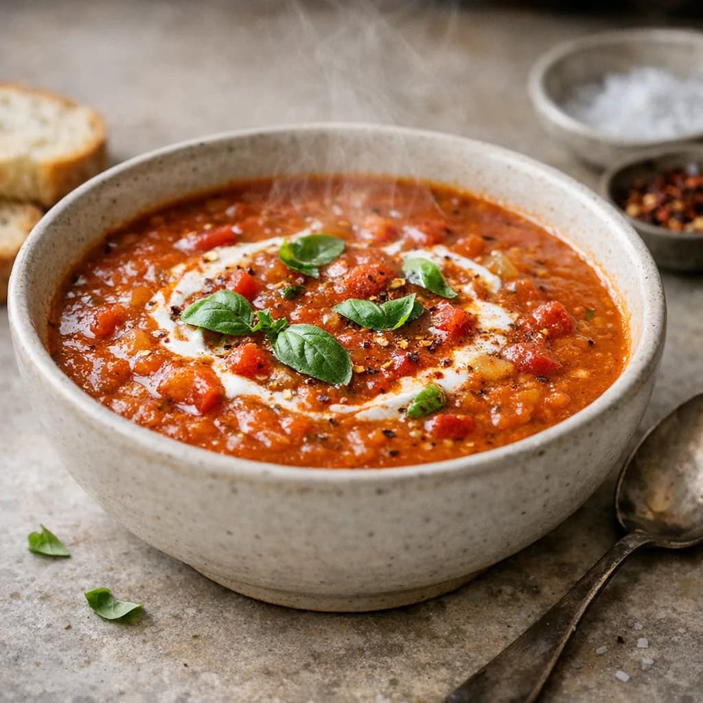Smoky Spicy Tomato Basil Bisque recipe