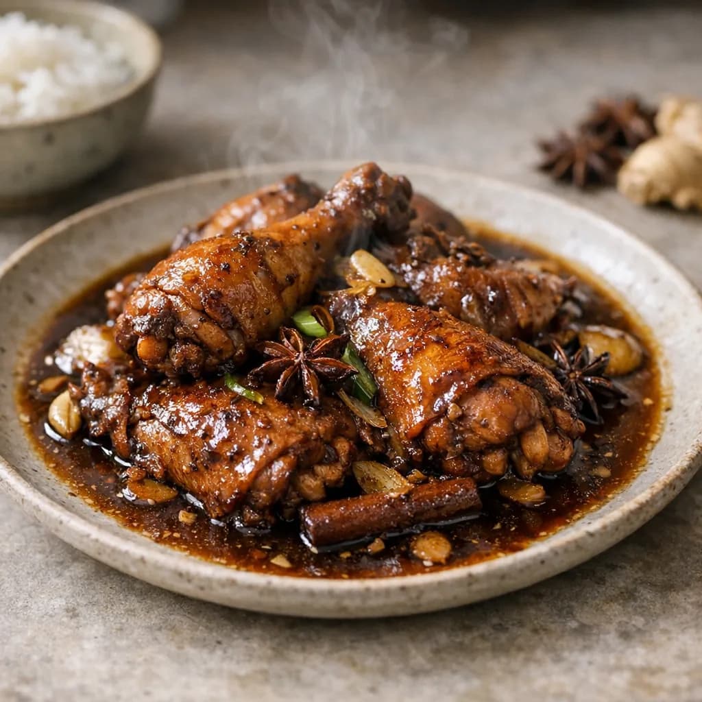 Soy-Braised Chicken with Aromatic Spices recipe
