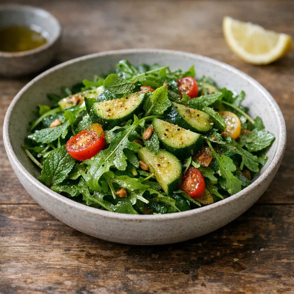 Spiced Arugula and Mint Salad Bowl recipe