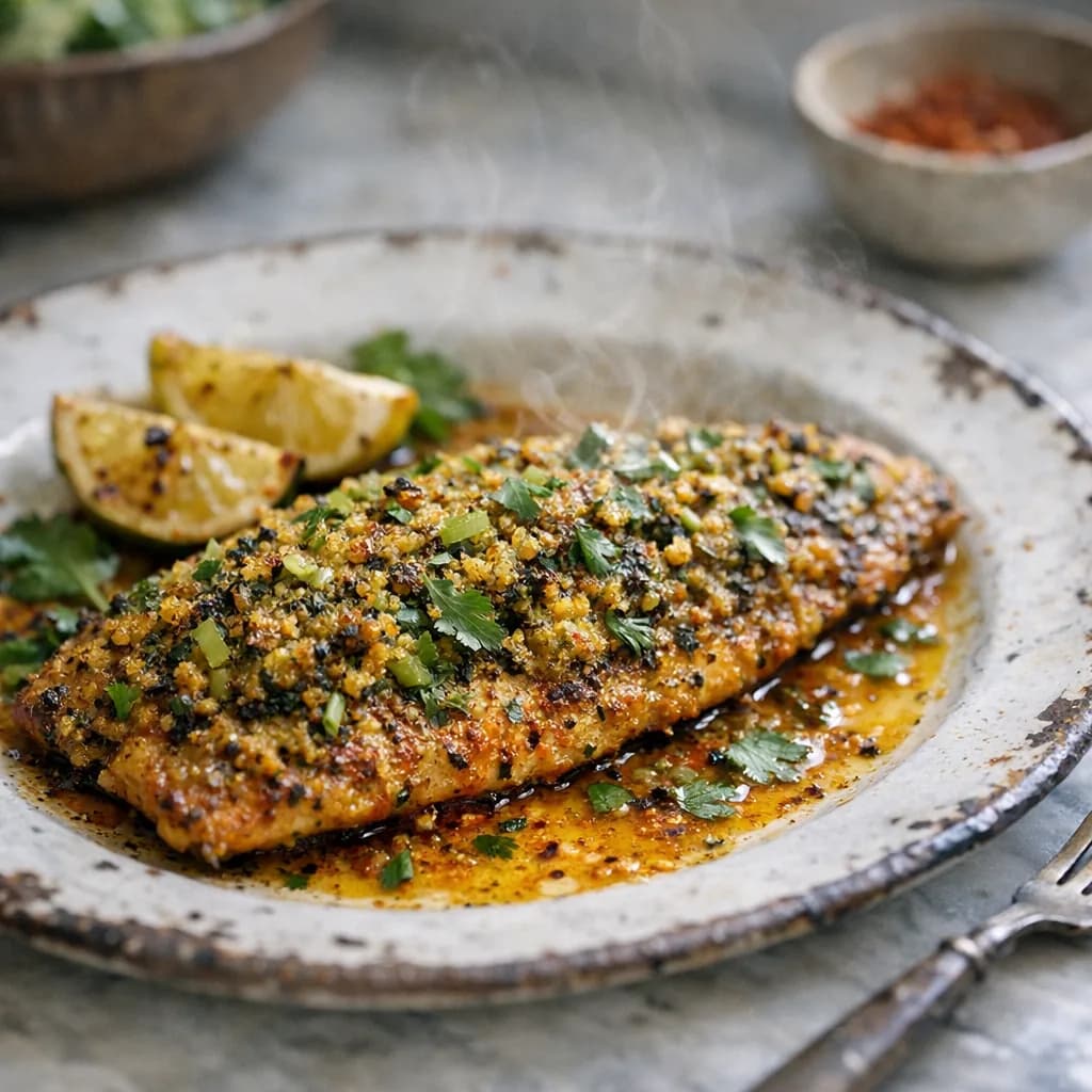 Spiced Baked Trout with Herb Crust recipe