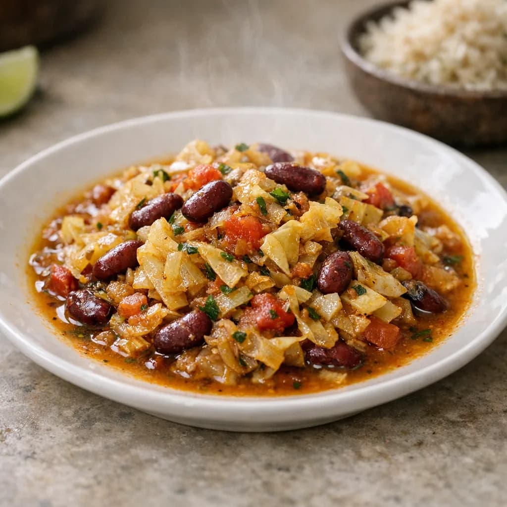 Spiced Cabbage and Rajma Dinner Soup recipe
