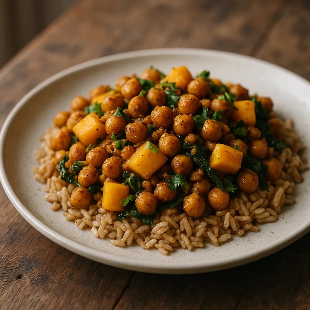 Spiced Chickpea and Mango Stir Fry recipe