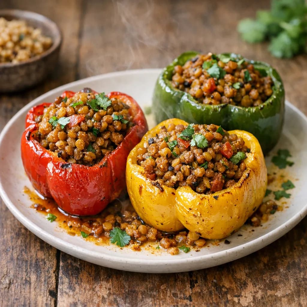 Spiced Lentil Stuffed Bell Peppers recipe