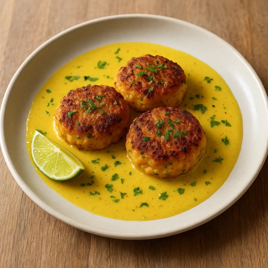 Spiced Lobster Cakes with Coconut Curry Sauce recipe