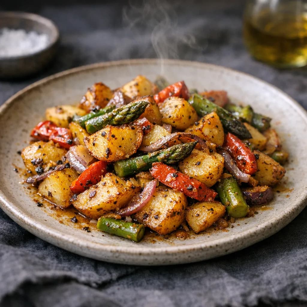 Spiced Pork and Seasonal Veggie Bake recipe