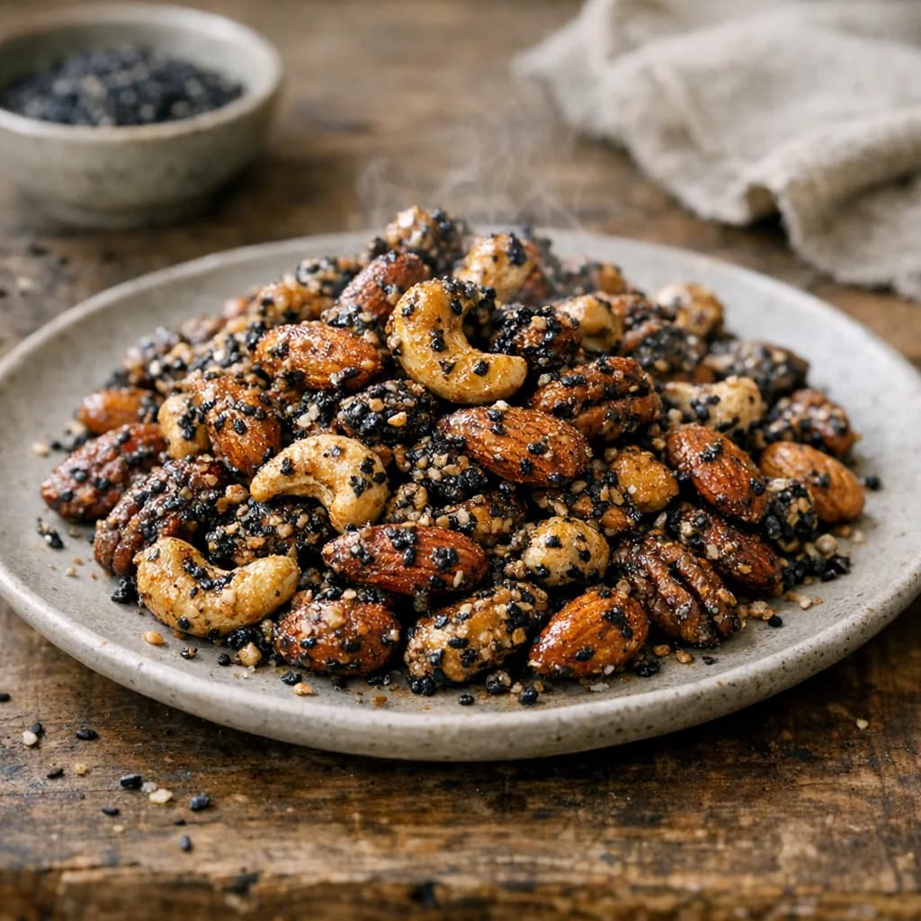 Spiced Sesame Roasted Nuts recipe