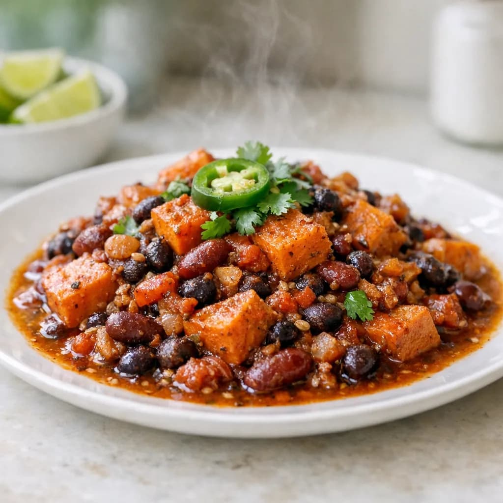 Spiced Sweet Potato and Bean Chili recipe