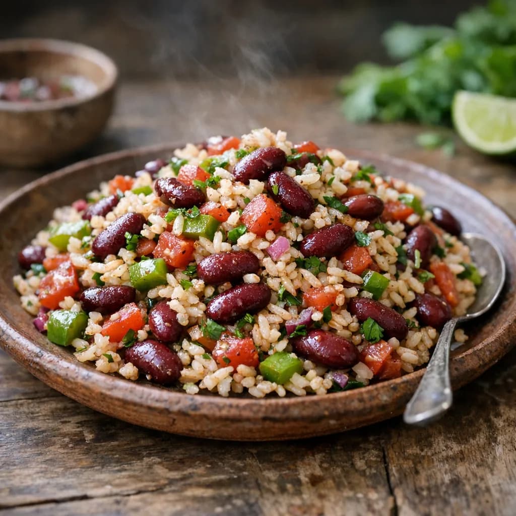 Spiced Vegan Red Beans and Rice Salad recipe