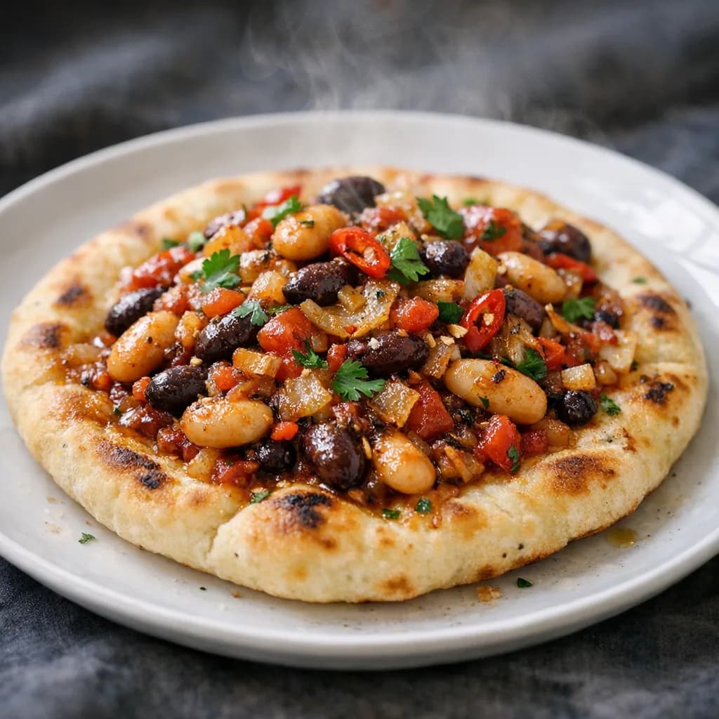 Spicy Vegetarian Bean Flatbread recipe