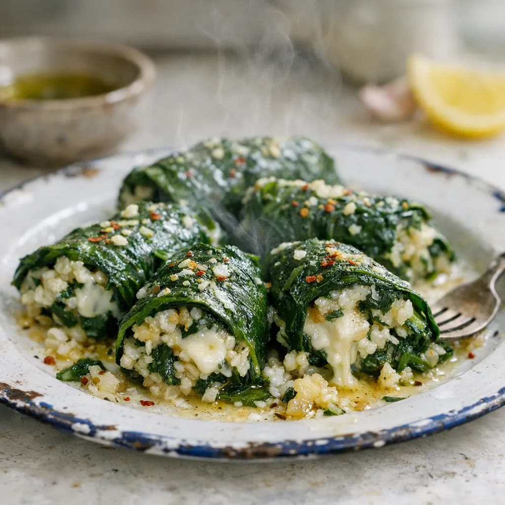 Spinach and Cauliflower Rice Roll-Ups recipe