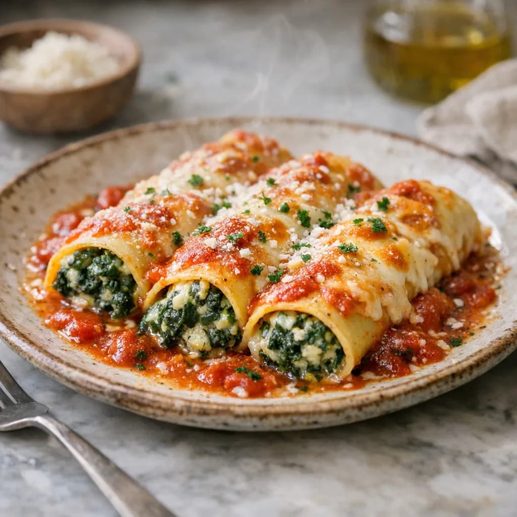 Spinach and Ricotta Dinner Cannelloni recipe