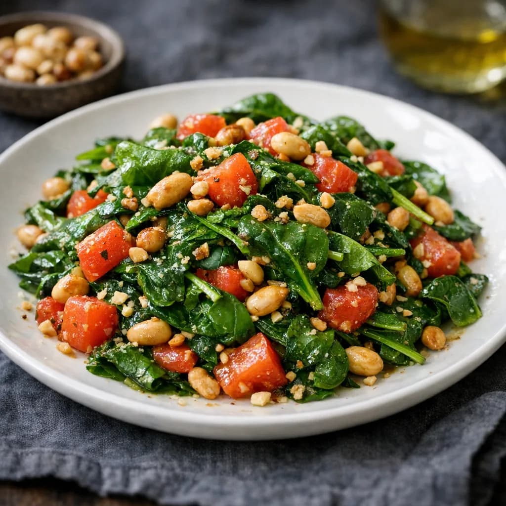 Spinach and Toasted Groundnut Dinner Salad recipe