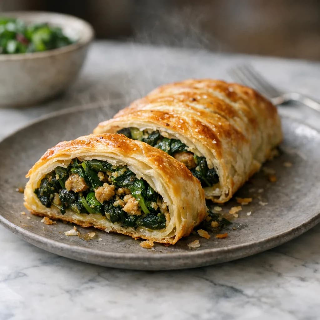 Spinach and Cheddar Puff Pastry Bake recipe