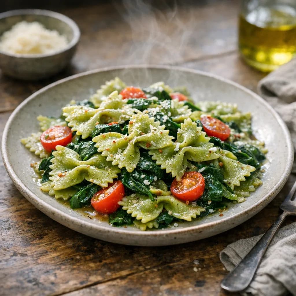Spinach Bow-Tie Pasta Dinner recipe