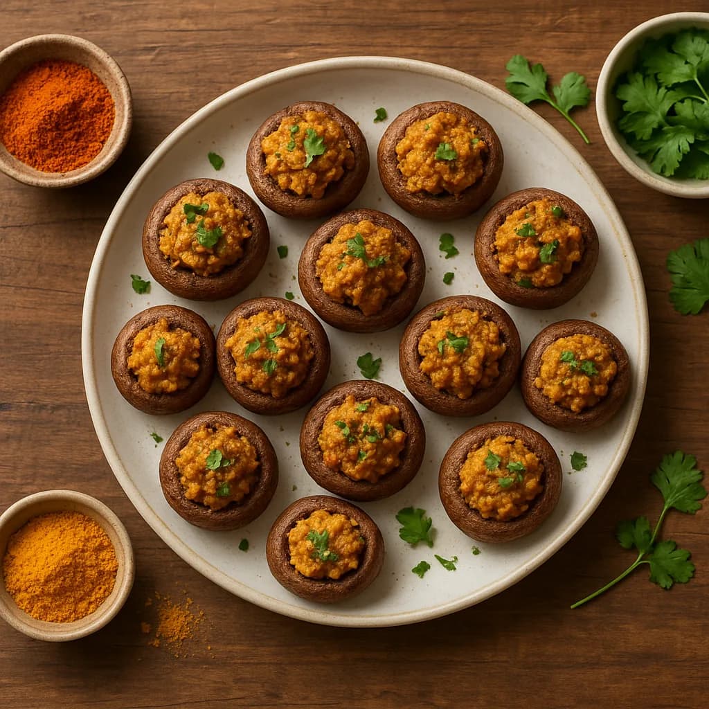 Stuffed Mushrooms with Indian Spices recipe