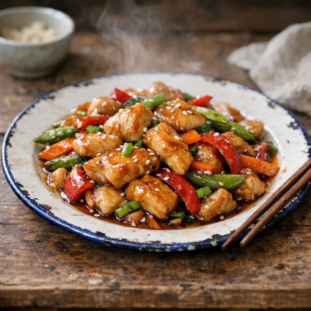 Sweet and Tangy Halal Chicken Stir-Fry recipe