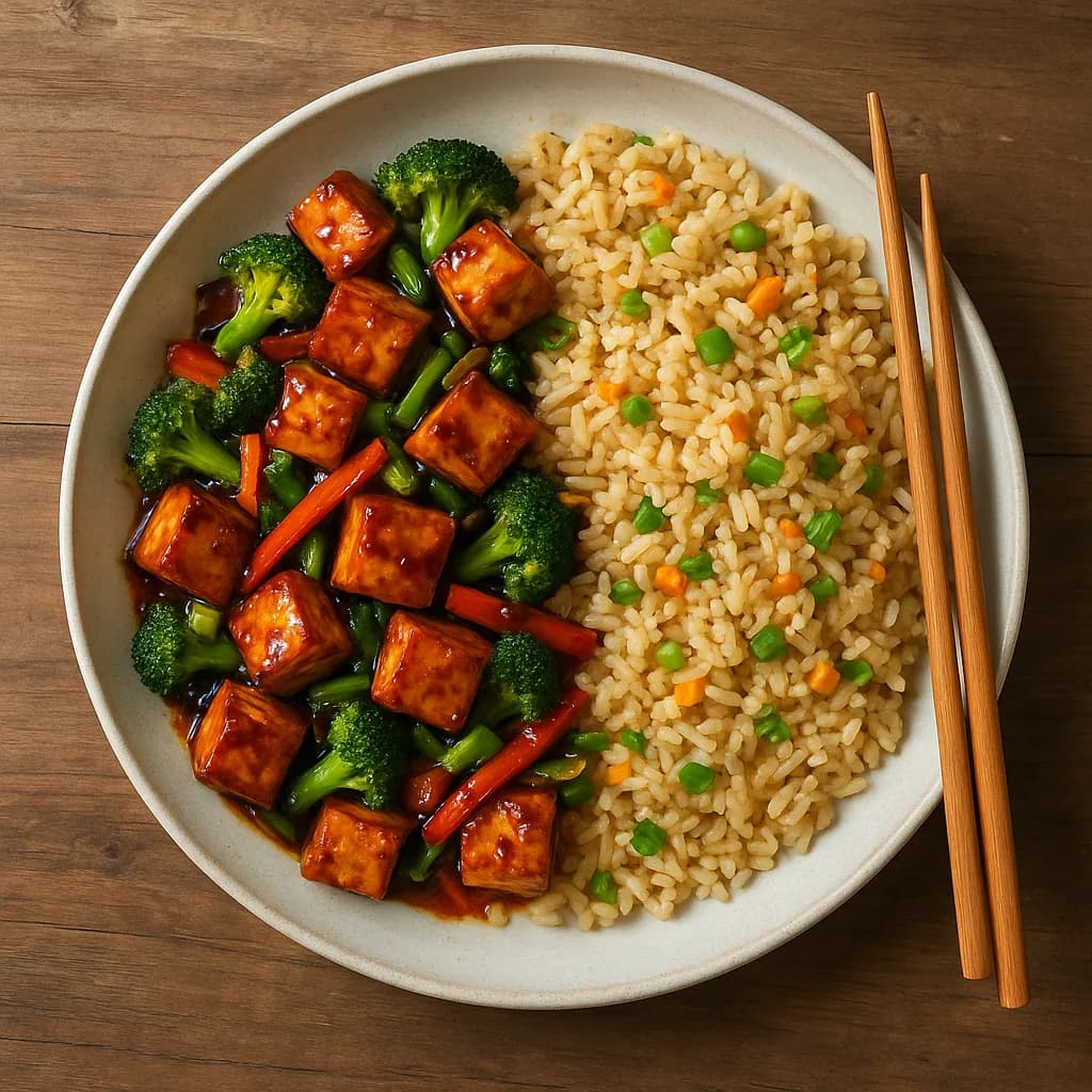 Teriyaki Paneer Stir-Fry with Fried Rice recipe
