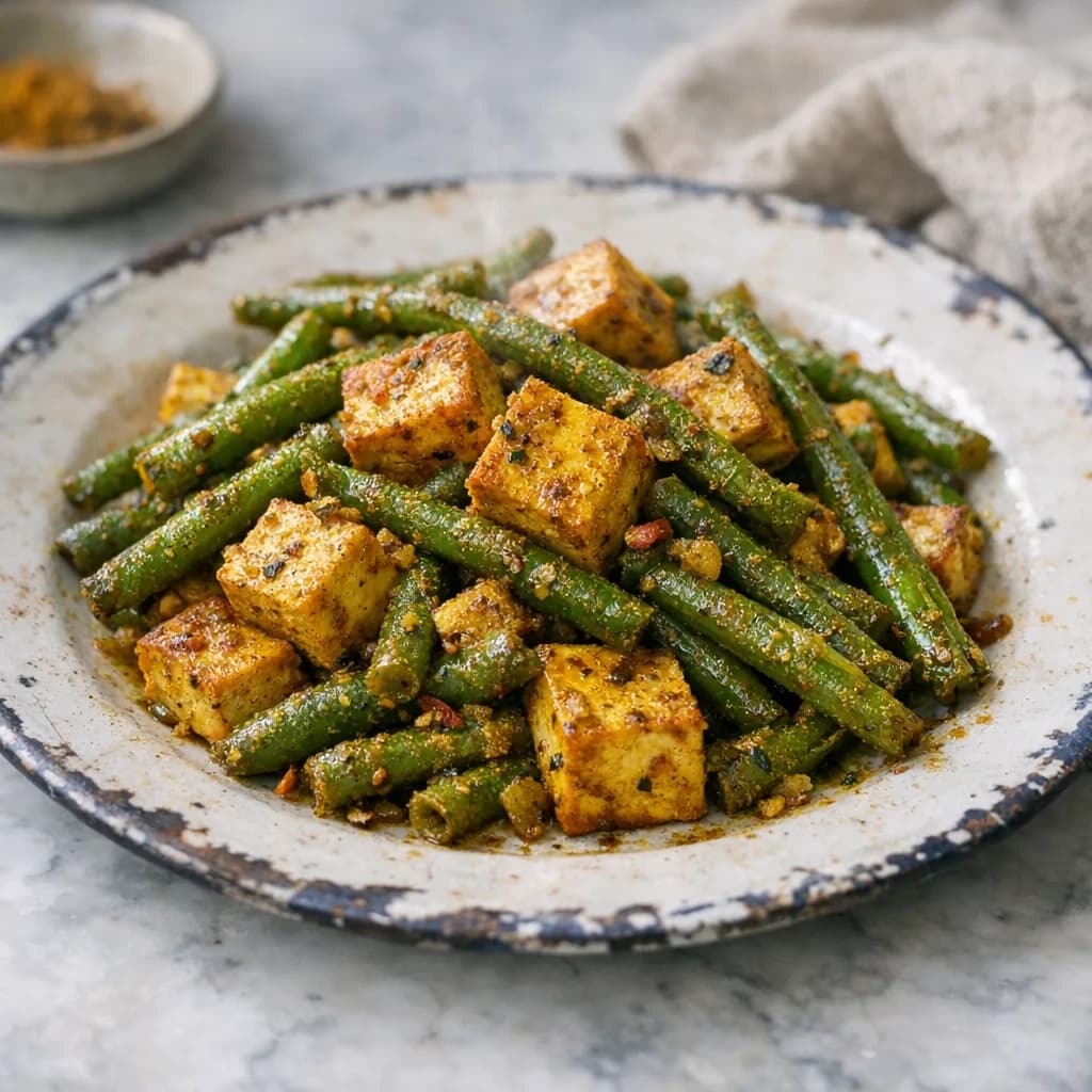Tofu and Spiced Green Beans recipe