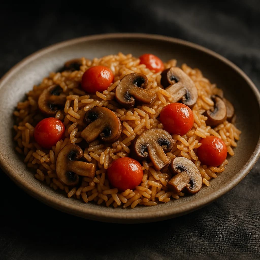 Tomato Mushroom Rice Delight recipe