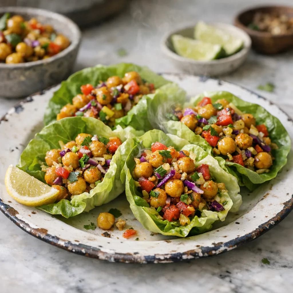 Vegan Curry Chickpea Lettuce Wraps recipe