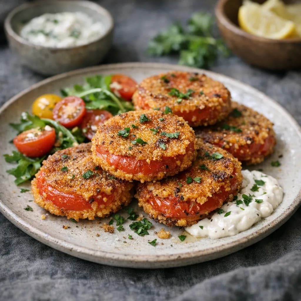 Vegan Fried Cornmeal Tomato Cakes recipe