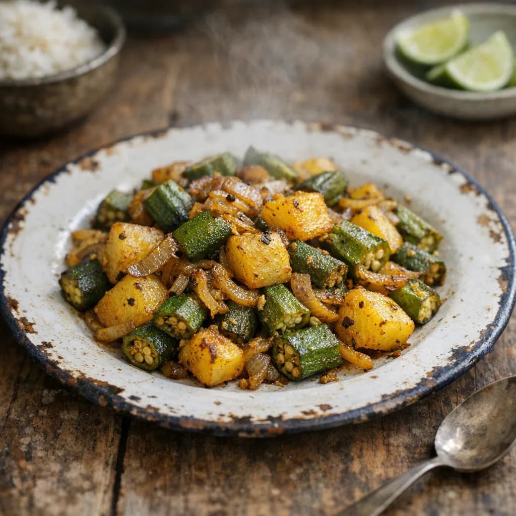 Vegan Okra and Potato Stir-Fry recipe