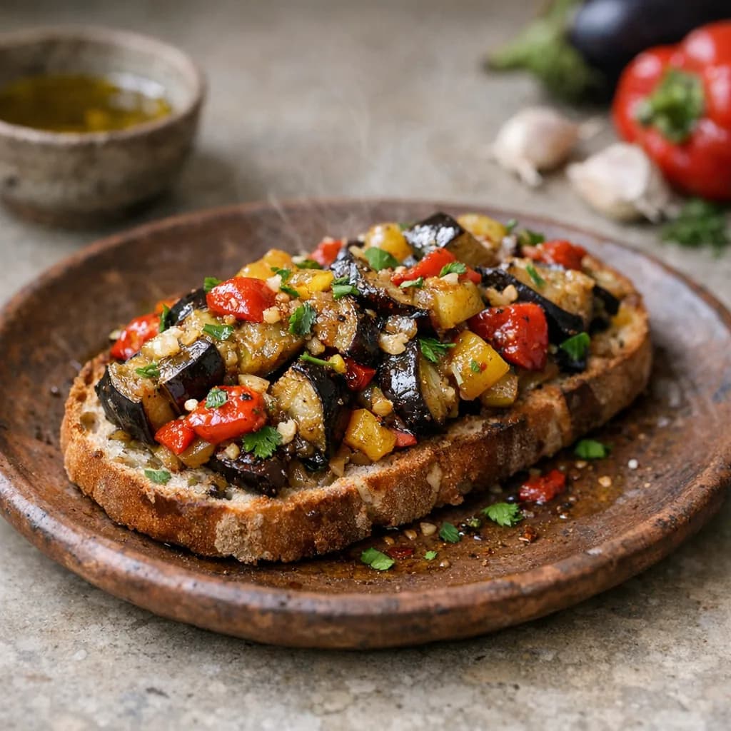Vegan Open-Faced Eggplant Sandwich recipe