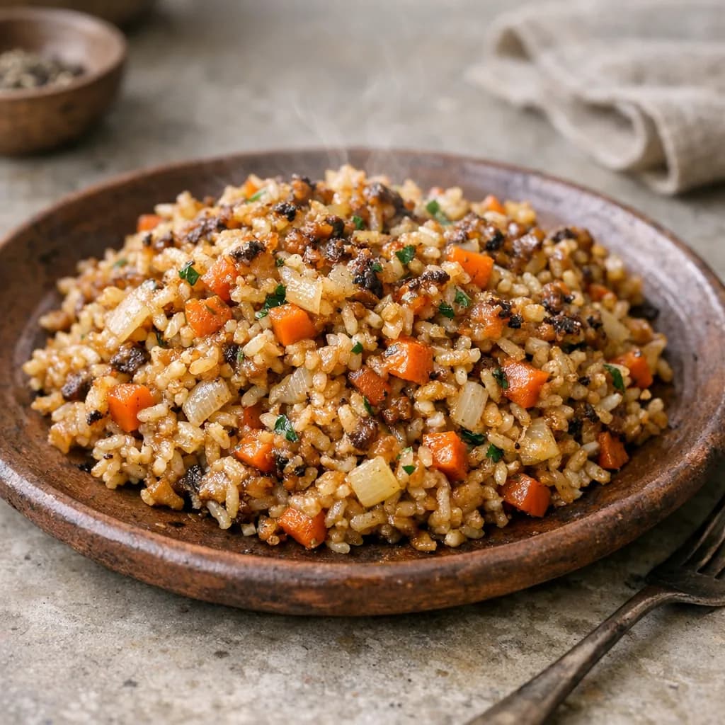 Vegan Savory Brown Rice Bake recipe