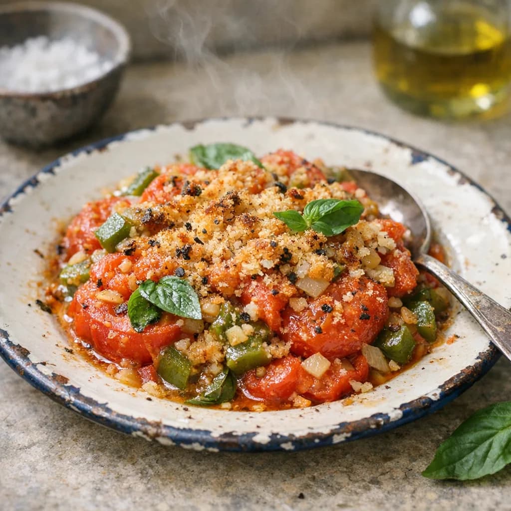 Vegan Scalloped Tomatoes with Basil recipe