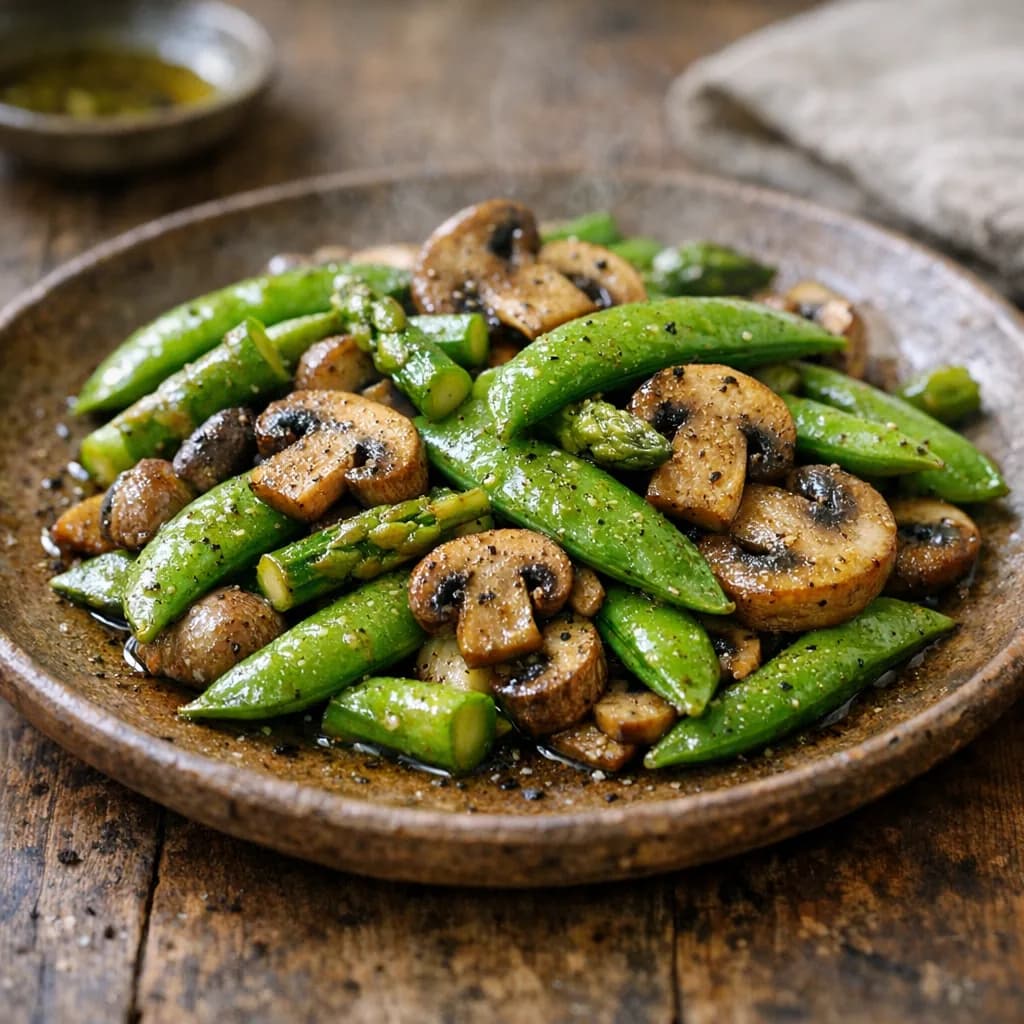 Vegan Sugar Snap Peas and Mushrooms recipe