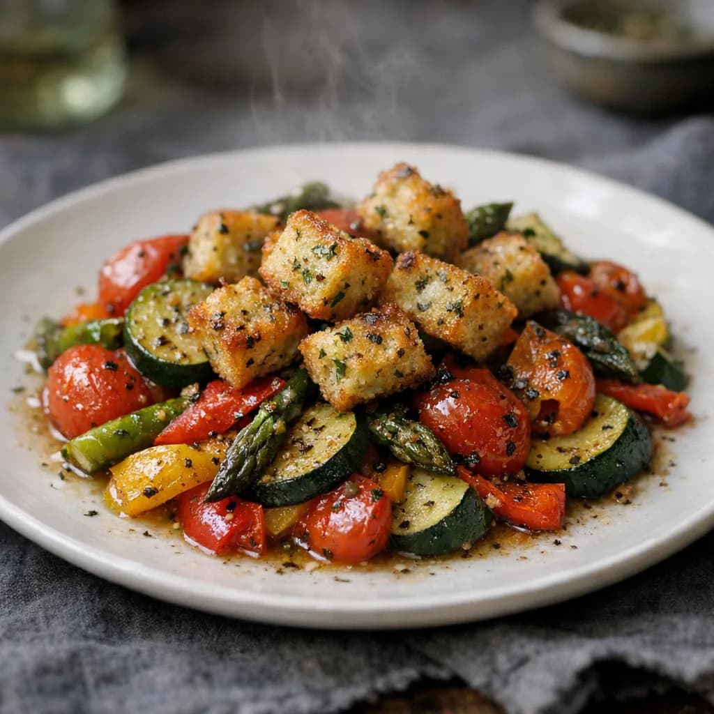 Vegetable Medley with Herbed Croutons recipe