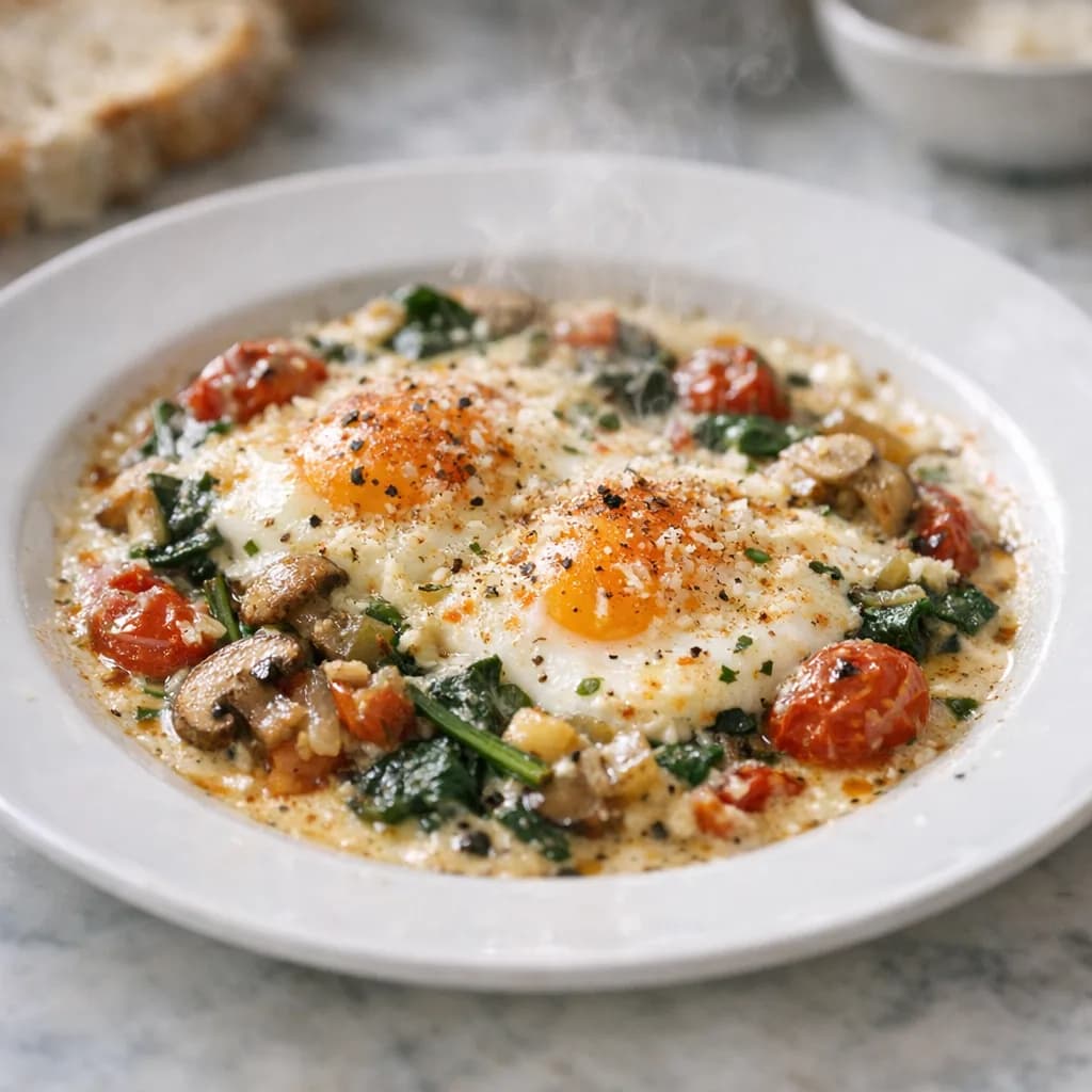 Vegetarian Baked Dinner Eggs recipe