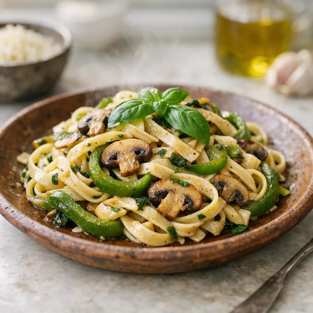 Vegetarian Basil and Pepper Pasta recipe