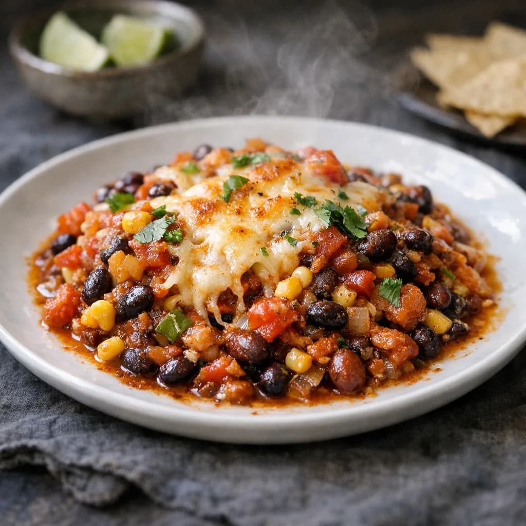 Vegetarian Bean and Tomato Chili Bake recipe