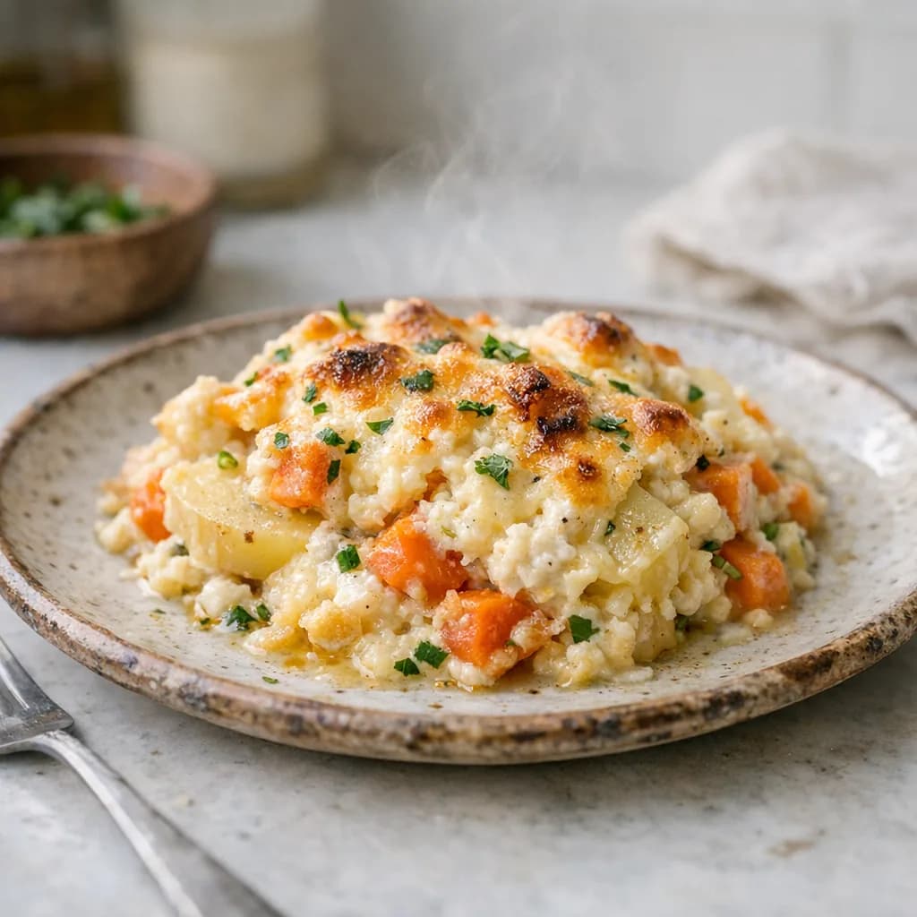Vegetarian Cheesy Veggie Bake recipe