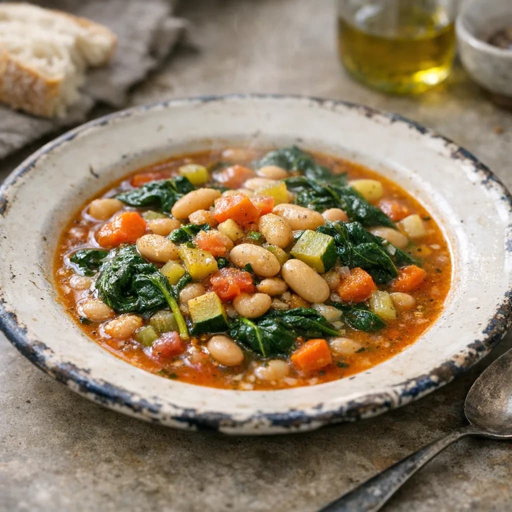 Vegetarian Italian Bean and Spinach Soup recipe