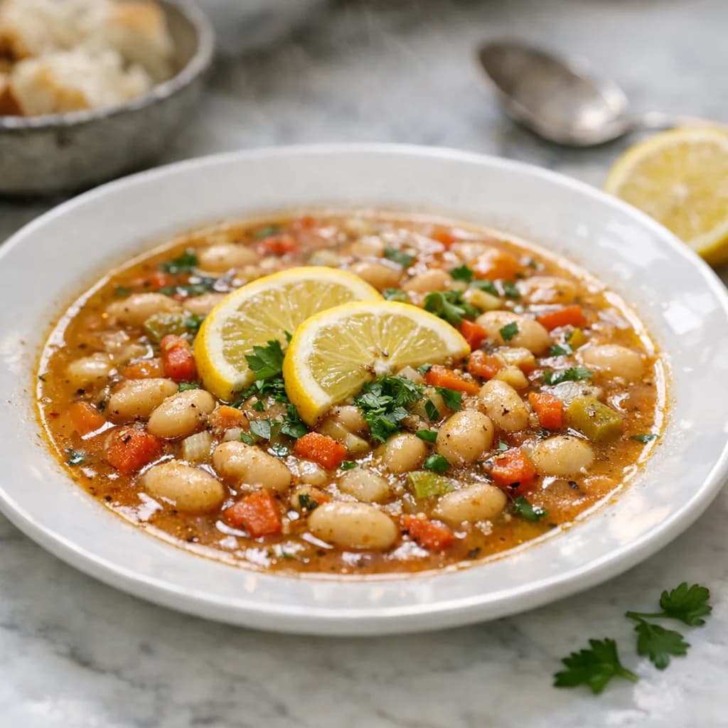 Vegetarian Lemon-Infused Bean Soup recipe